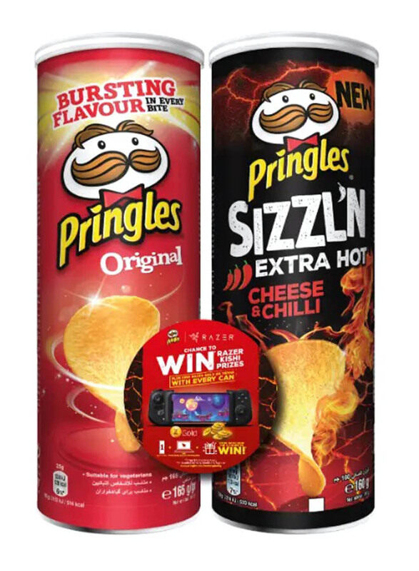 

Pringles Original & Sizzling Cheese & Chilly Chips, 160g + 165g