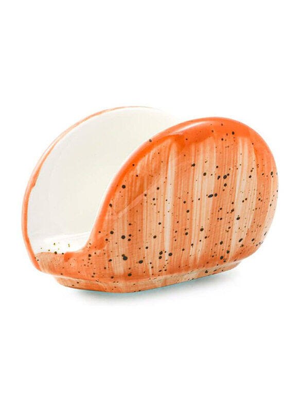 

Porceletta 1-Piece Porcelain Napkin Holder, Orange