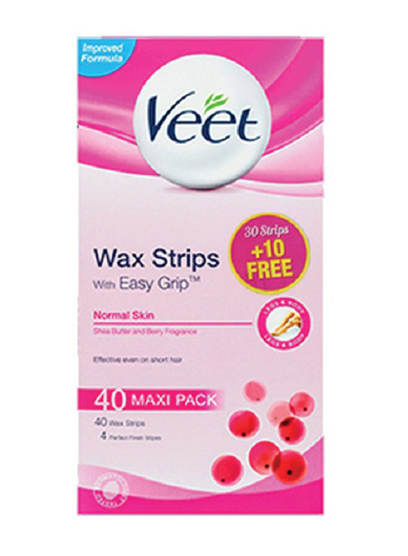 Veet Hair Removal Easy Gel Wax Strips, 40 Strips