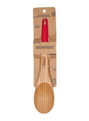 Bechoware Wooden Sloted Spoon with Silicon Handle, Red/Brown
