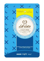 Lil-Lets Night Maxi Thick Pads with Wings, 10 Pieces