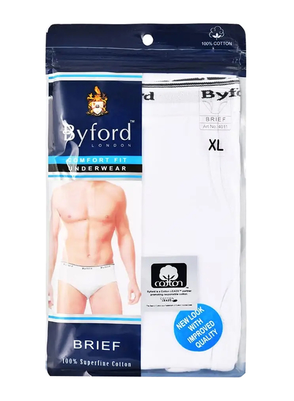 

Byford London Comfort Fit Brief for Men's, White, 4011, Double Extra Large