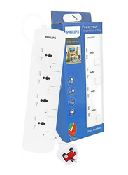 Philips Power Multiplier 4-Way Extension Socket with 4 Meter Cable, NB-0003, White