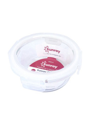 Sunray Glass Round Container, 400ml, Clear