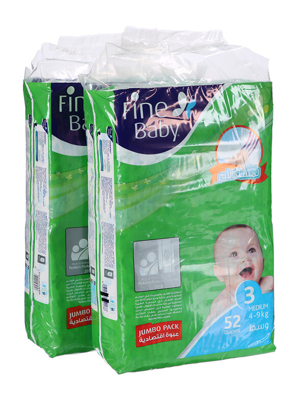 

Fine Baby Diapers Medium, 4-9 kg, 2 x 52 Count