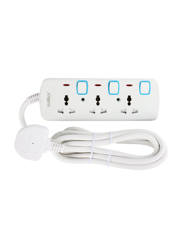 Suntech Extension Socket White 3-Way With Usb, 4 Meter, White