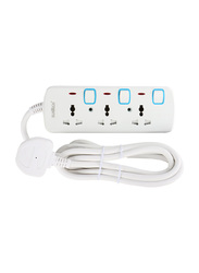 Suntech Extension Socket White 3-Way With Usb, 4 Meter, White