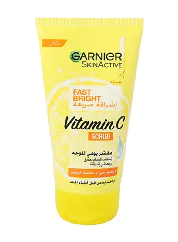 Garnier Fast Bright Vitamin C Face Scrub for Women, 150ml