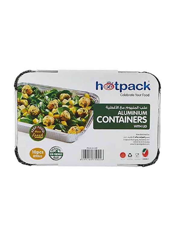 Hotpack 10-Piece Aluminium Rectangle Food Storage Container Set, 83185, Silver