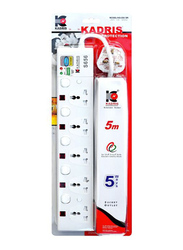 Kadris S656 5 Way Extension Socket with 5 Meter Cable, White