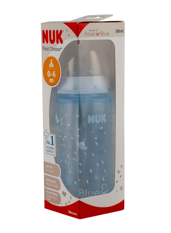 Nuk 300ml First Choice Plus PP Feeding Bottle for Babies, Blue