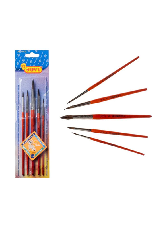 

Jovi Pony Hair Round Brushes with 5 0,4,6,8,12 Tips, 5-Piece, Red