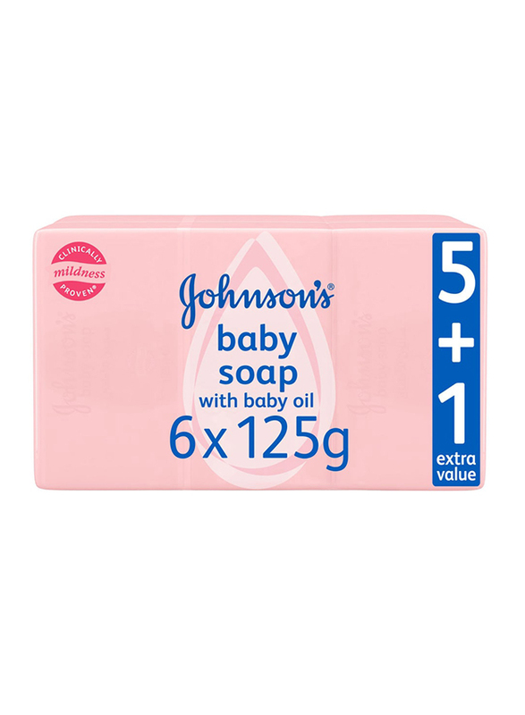 Johnson Baby Soap with Baby Oil, 6 Pieces, 125gm