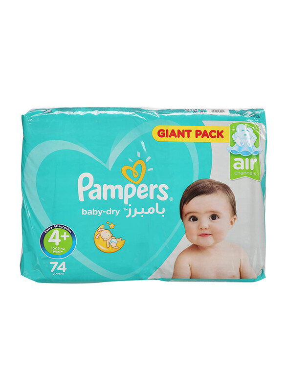 

Pampers Baby Dry Diapers, Size 4+, 10-15 kg, Giant Pack, 74 Counts