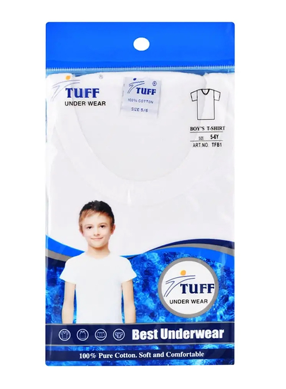 Tuff Cotton Boys Under T-Shirt, White, 5-6 Years