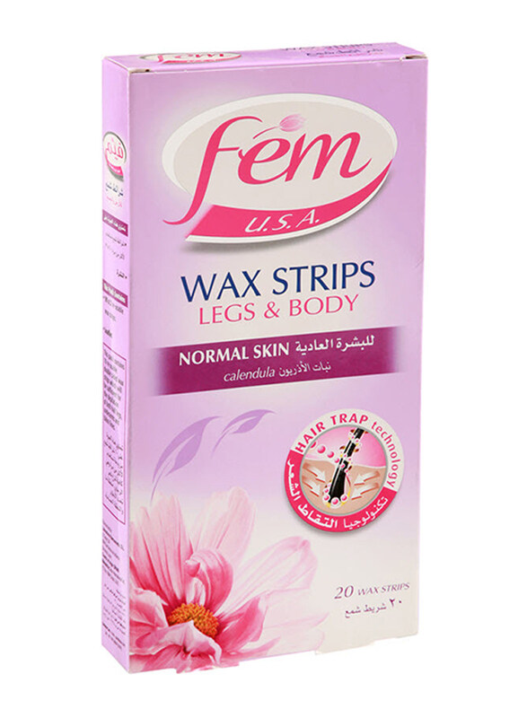 

Fem Normal Skin Legs & Body Wax Strips, 20 Strips