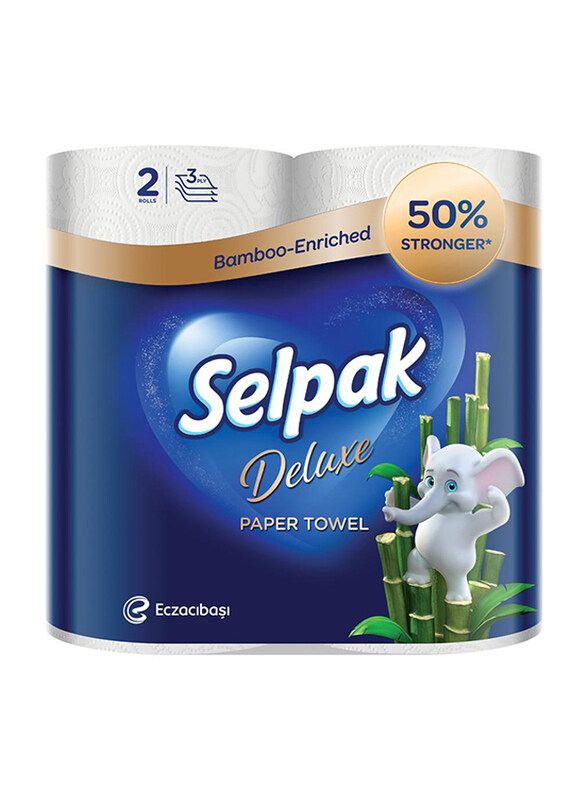

Selpak Deluxe Bamboo Enriched 3 Ply Paper Rolls, 2 Pieces