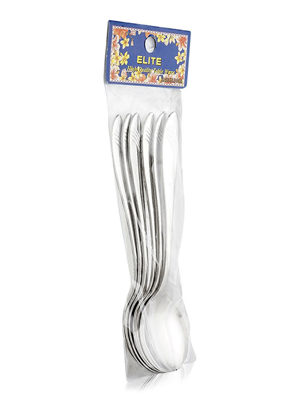 Elite 6-Pieces Stainless Steel Tableware Spoon Set, Silver