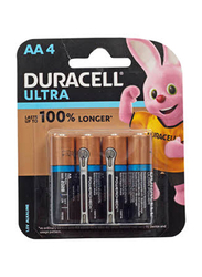 Duracell AA4 Ultra Alkaline Battery, 4 Pieces, Multicolour