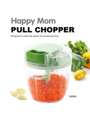 Happy Mom 900ml Plastic Pull Chopper, Clear/Green