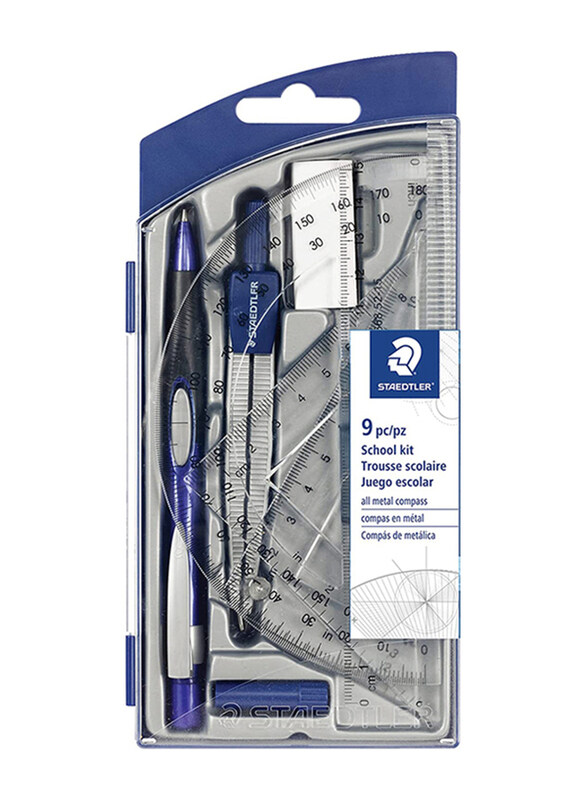 

Staedtler StaEDT Perfumeler Math Geometry Set, 9 Piece, Blue/Silver