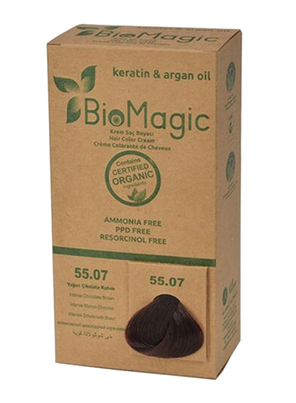 Biomagic Keratin & Argan Oil Hair Colour Cream, 55/07 Intense Chocolate Brown