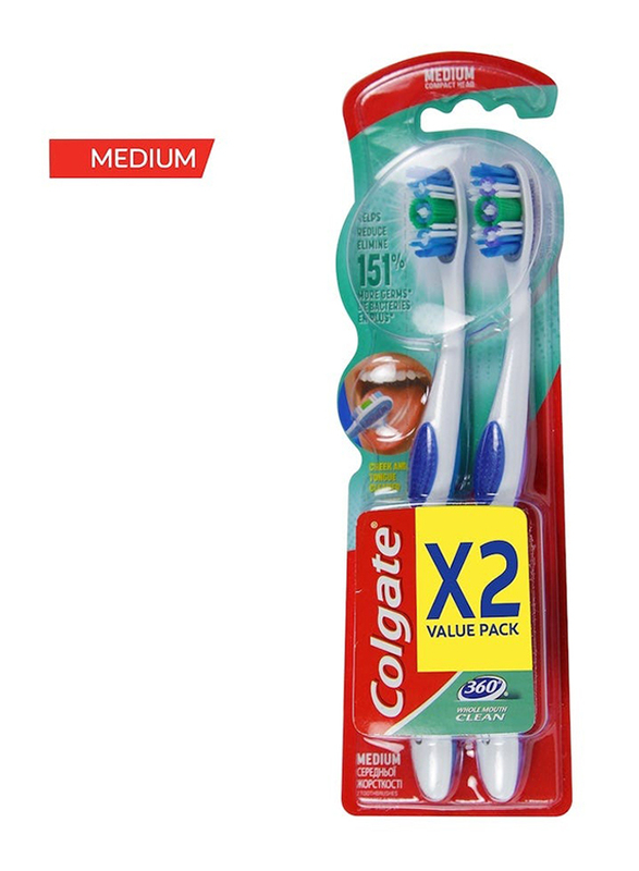 Colgate 360 Medium Multipack Toothbrush - 2 Pack