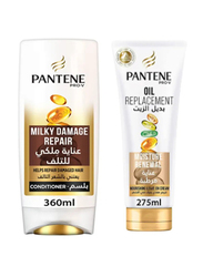 Pantene Milky Damage Repair Conditioner + Oil Replacment Moisture Renewal, 360 + 275ml, 2 Pieces