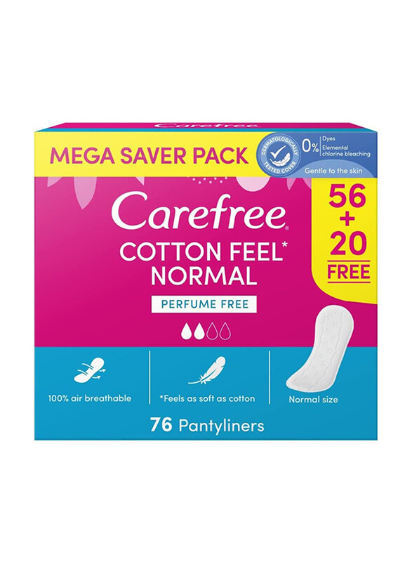 

Carefree Panty Liner Cotton Sanitary Pads, 76 Pieces