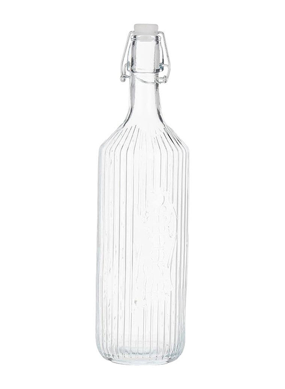 Sunray Striped Round Bottle, 1000ml, Clear