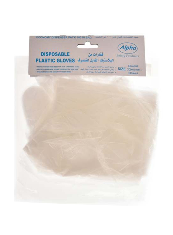 Alpha Disposable Plastic Gloves, 100 Pieces
