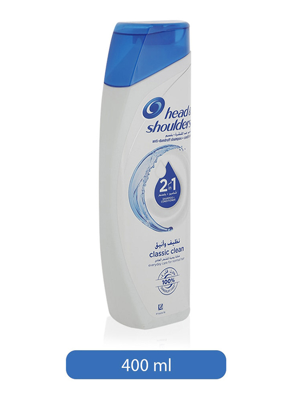 Head & Shoulders Classic Clean 2in1 Anti-Dandruff Shampoo with Conditioner for All Hair Types, 400ml