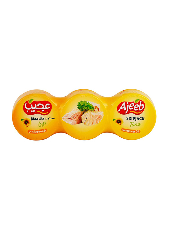 Ajeeb Skipjak Tuna Chunk in Sunflower Oil, 3 x 170g