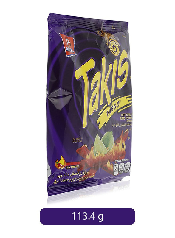 Barcel Takis Fuego Hot Chili Pepper & Lime Tortilla Chips, 113g