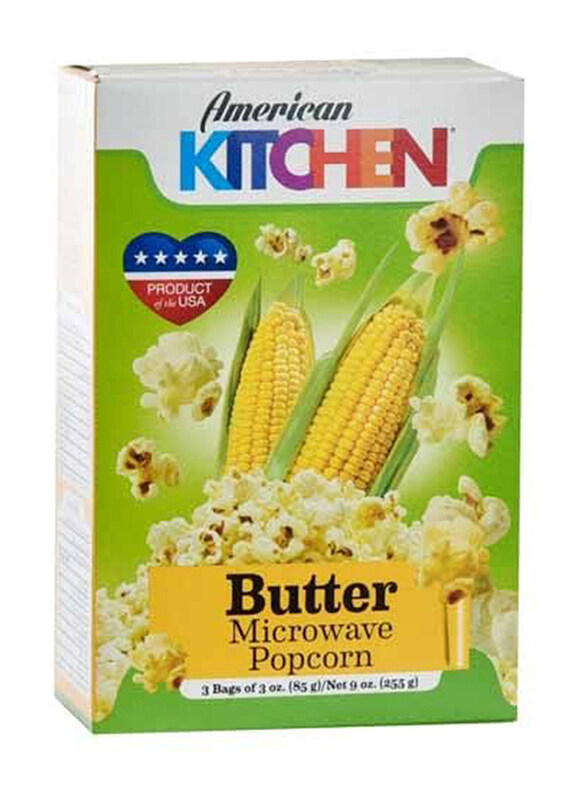 American Kitchen 3 Bags Butter Microwaveable Popcorn, 255g