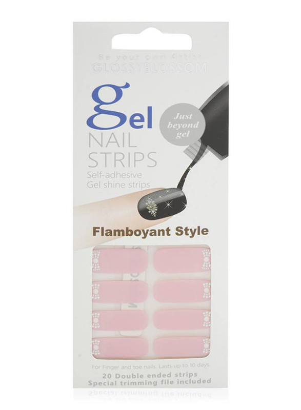 Glossyblossom Flamboyant Style Gel Nail Strip Kitty Pink Starlet, Multicolour