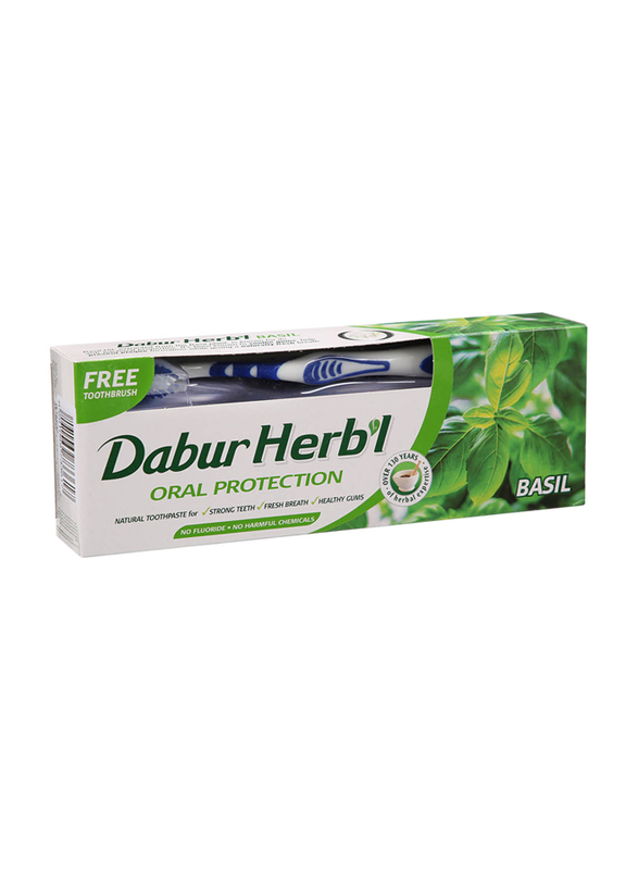 Dabur Basil Herbal Toothpaste with Brush, 150g