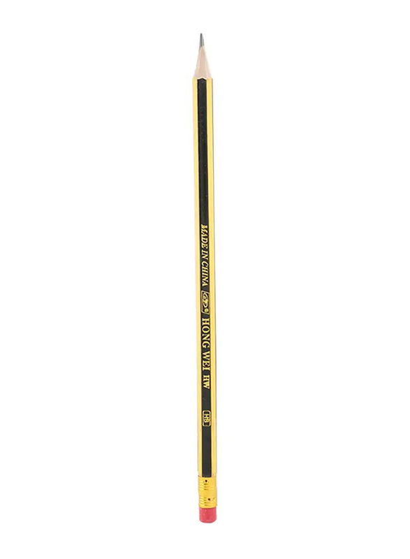 Bookshop 24-Piece HW HB2 Pencil In Round Box, Yellow/Black