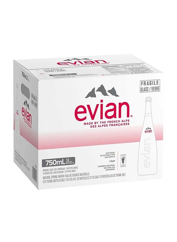 Evian Natural Mineral Water - 12 x 750ml