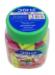 Doms Neon-Tri Pencil Sharpener Jar, 30 Pieces, Multicolour