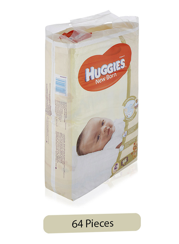 Huggies Baby Diapers, Size 2, Newborn, 4-6 kg, 64 Count