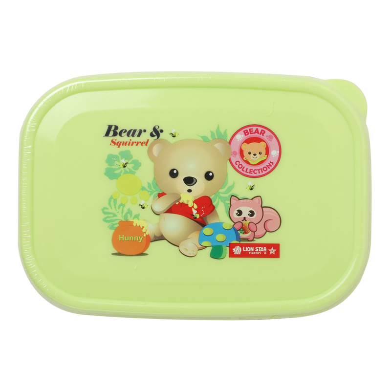 Lion Star MC-36 Bear & Squirrel Print Lunch Box, Large, Green