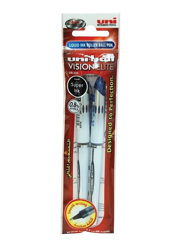 

Uniball Vision Elite Rollerball Pen, 2 Pieces, 0.8mm, Blue/Black