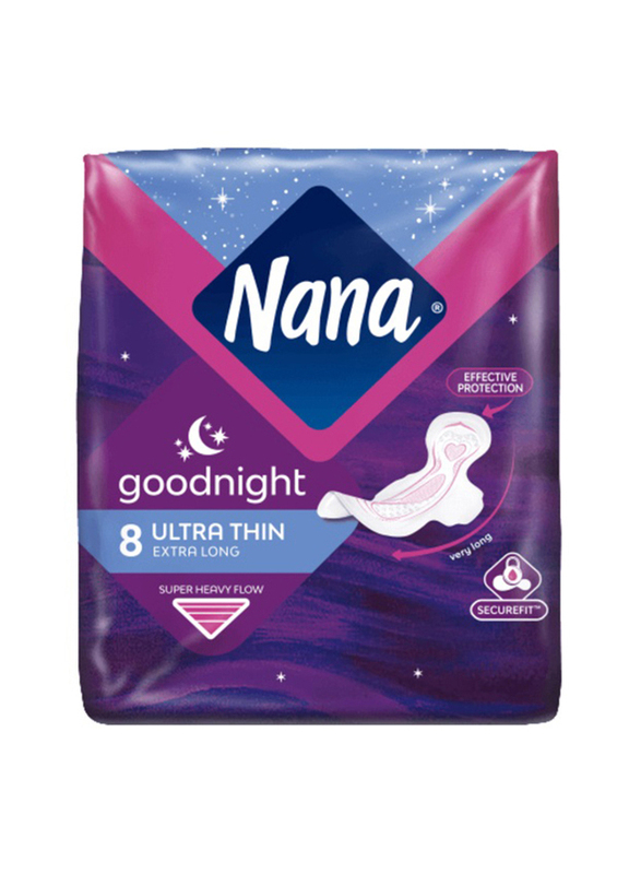 Nana Good Night Ultra Thin Sanitary Pads, White, 8 Pads