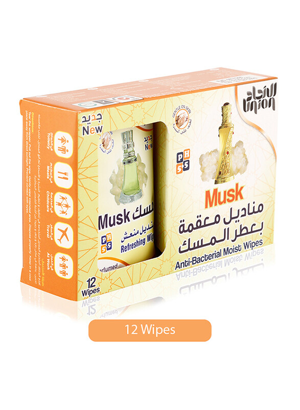 

Union Musk Anti-Bacterial Moist Wipes, 12 Sheets