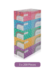 Ellemoi Paper Tissues - 5 x 200 Pieces, 2 Ply