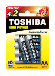 Toshiba AA Alkaline Batteries, 6 Pieces, Multicolour