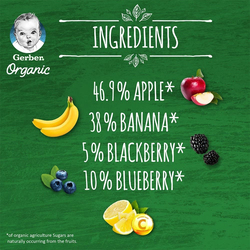 Gerber Organic Apple, Banana, Blueberry & Blackberry, 90g