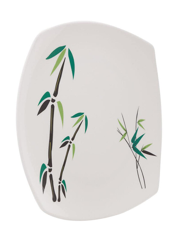 

Union 1-Piece Bamboo Tree Print Square Shape Plate, White