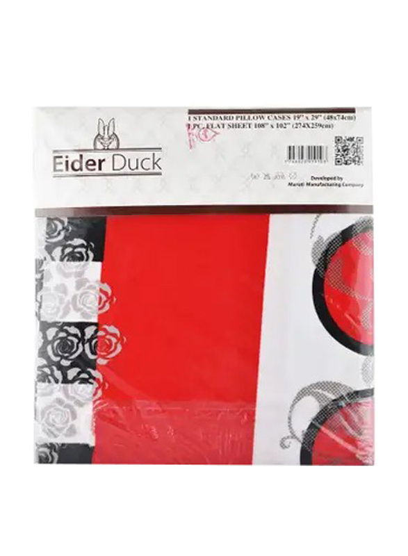 Eider Duck Bedding Set, 1 Flat Sheet + 1 Pillow Cases, Multicolour, 2 Piece